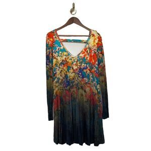 Free People Annette Floral Tunic‎ Mini Dress Boho Ombre Flowy Oversized Small